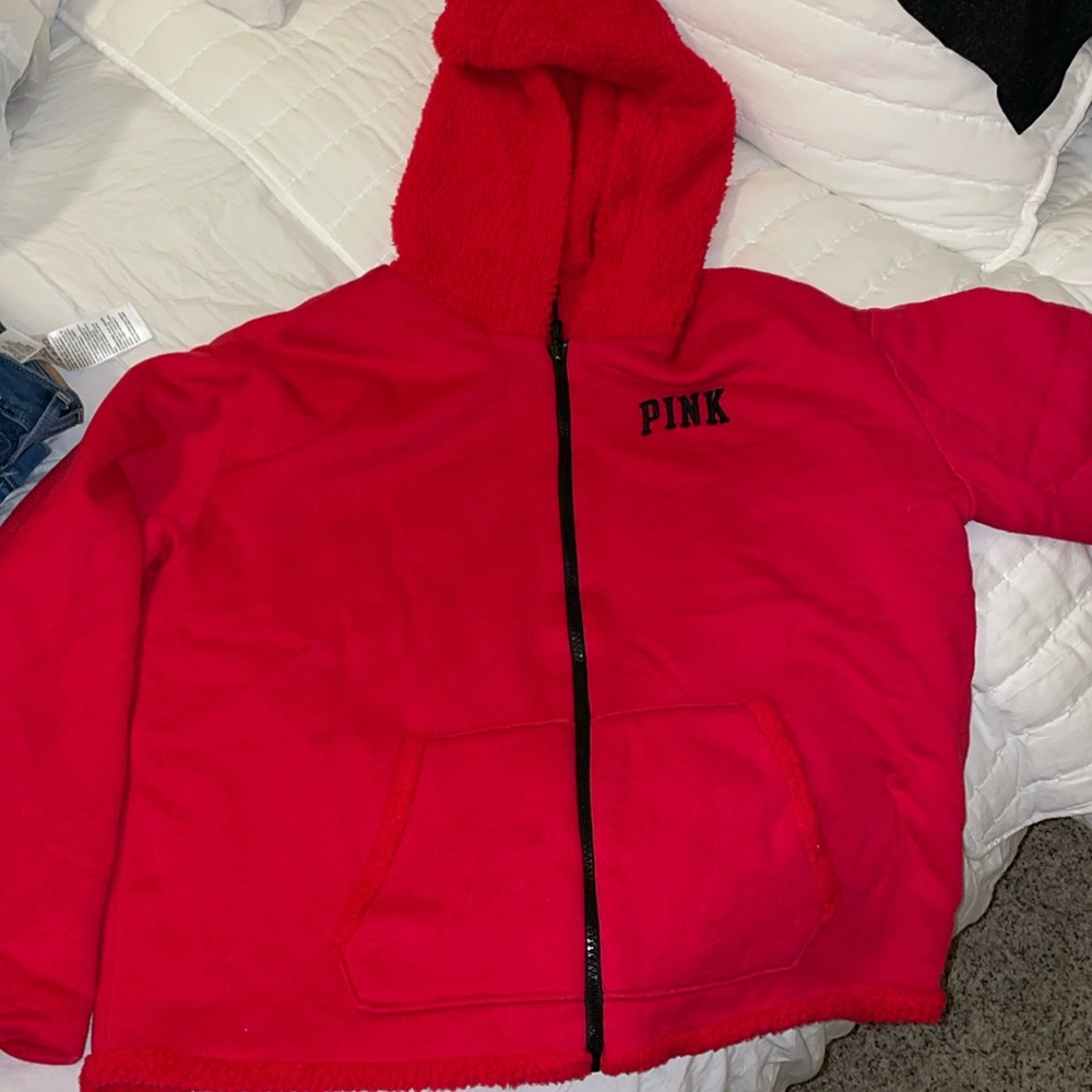Victoria secret Pink, red reversible sweater size medium